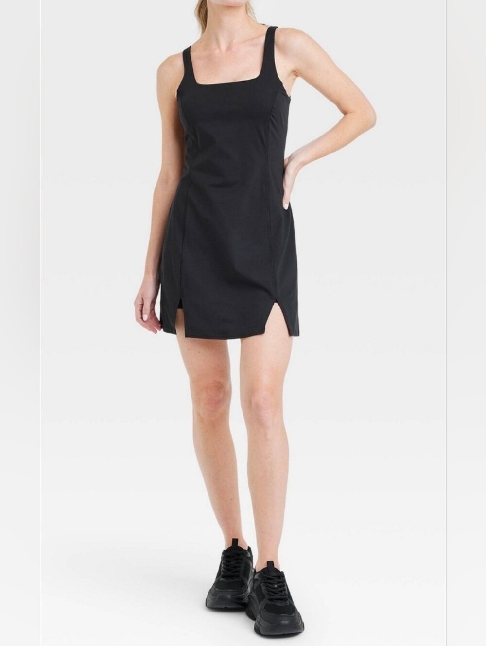 Women's Knit Slit Active Dress -All in MotionTM Black Size Large